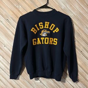 Bishop Gators University Felt Embroidered Navy Crewneck Sweater